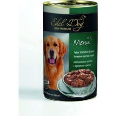 Консервы Edel Dog Menu нежные кусочки в соусе с кроликом и рисом для собак всех пород 1,2кг (17801)