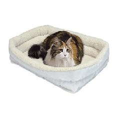Лежанка Midwest Quiet Time Deluxe Fleece Double Bolster Bed 22 флисовая с двойным бортом 53х30 см белая для кошек и собак