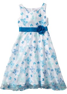 Нарядное платье с нежным принтом в виде роз или бабочек, стандартный (белый/бирюзовый бабочки) Bonprix