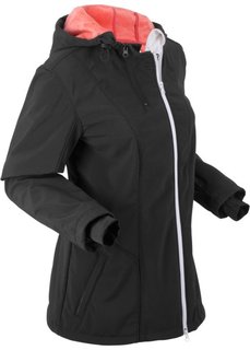 Куртка софтшелл с капюшоном и флисовой подкладкой (черный) Bonprix