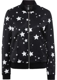 Куртка-бомбер со звездным принтом (черный/кремовый с рисунком) Bonprix