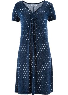 Трикотажное платье с коротким рукавом (темно-синий/белый в горошек) Bonprix