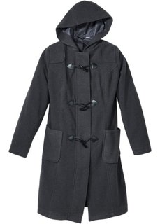 Шерстяное пальто с капюшоном (серый меланж) Bonprix