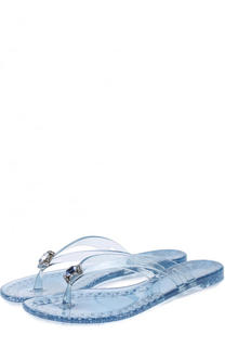 Резиновые шлепанцы с кристаллами Casadei