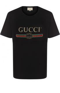 Хлопковая футболка с логотипом бренда Gucci