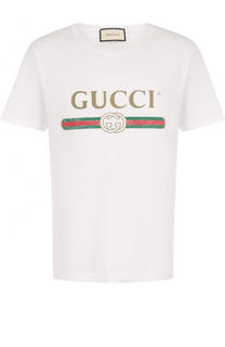 Хлопковая футболка с логотипом бренда Gucci