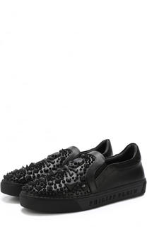 Кожаные слипоны с отделкой Philipp Plein