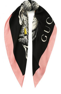 Шелковый платок с принтом Mystic Cat Gucci