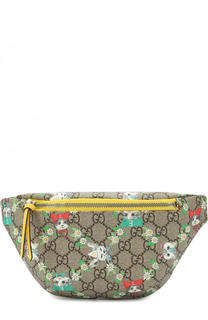 Текстильная сумка-пояс с принтом Gucci