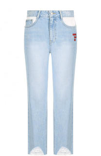 Укороченные джинсы с потертостями и завышенной талией Steve J &amp; Yoni P