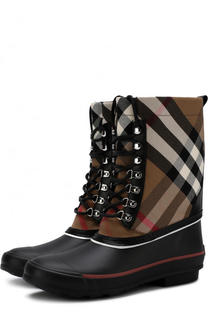 Резиновые сапоги с текстильной отделкой Burberry