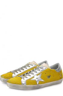 Кожаные кеды на шнуровке с меховой отделкой Golden Goose Deluxe Brand