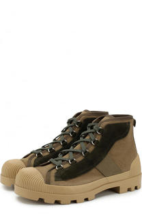 Высокие текстильные ботинки на шнуровке с замшевой отделкой Acne Studios