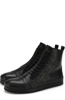 Высокие кожаные кеды на шнуровке Ann Demeulemeester
