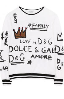 Хлопковый пуловер с принтом и круглым вырезом Dolce &amp; Gabbana