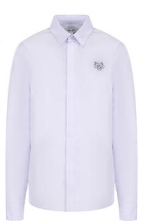 Приталенная хлопковая блуза с логотипом бренда Kenzo