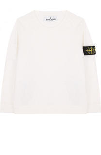Хлопковый пуловер с круглым вырезом и нашивкой Stone Island