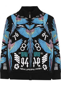 Хлопкловый кардиган на молнии с принтом Marcelo Burlon Kids of Milan