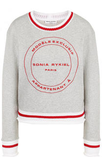 Хлопковый свитшот с контрастной отделкой Sonia Rykiel