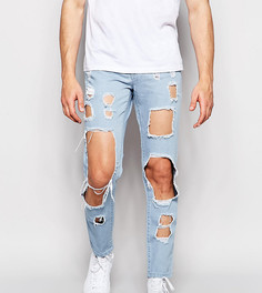 Выбеленные зауженные джинсы с вырезами Brooklyn Supply Co - Синий