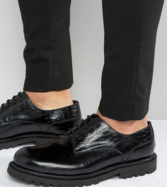 Кожаные туфли дерби с крокодильим эффектом Hudson London эксклюзивно для ASOS - Черный