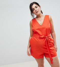 Хлопковый ромпер с поясом ASOS DESIGN Curve - Красный