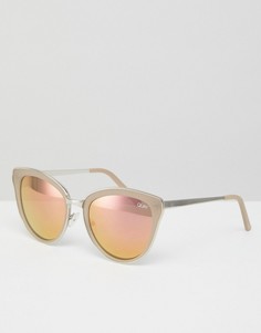 Солнцезащитные очки кошачий глаз с розовыми затемненными стеклами Quay Australia Every Little Thing - Серебряный