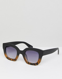 Черные солнцезащитные очки кошачий глаз в массивной оправе с черепаховой отделкой ASOS - Черный