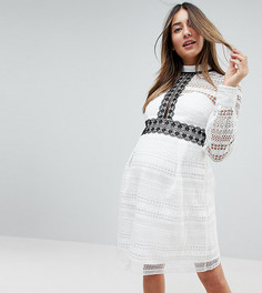 Кружевное платье мини с контрастной отделкой Chi Chi London Maternity - Белый