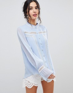 Блузка с пышными рукавами на манжетах Forever New - Синий