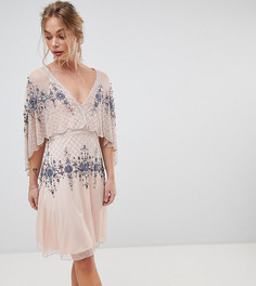 Короткое приталенное платье с накидкой Frock And Frill Premium - Розовый