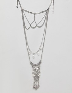 Многоярусное ожерелье с искусственным жемчугом Liars & Lovers - Серебряный