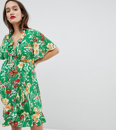 Платье мини с запахом и цветочным принтом Glamorous - Зеленый