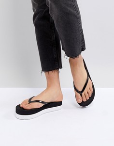 Черно-белые шлепанцы на платформе Vero Moda - Черный