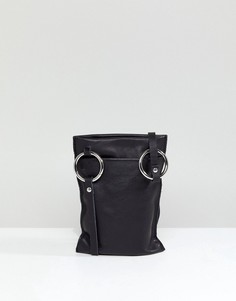 Кожаная сумка-кошелек Weekday - Черный