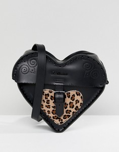 Кожаная сумка через плечо в форме сердца с леопардовым принтом на контрастной вставке Dr.Martens - Черный