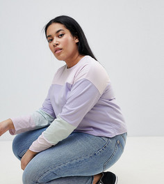 Лонгслив колор блок в пастельных тонах ASOS DESIGN Curve - Мульти