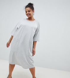 Платье-футболка бойфренда с карманами ASOS DESIGN Curve - Серый