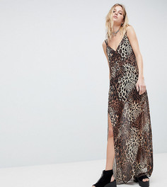 Полупрозрачное платье макси с леопардовым принтом в стиле 90-х One Above Another - Коричневый