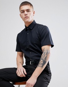 Строгая приталенная рубашка с короткими рукавами Calvin Klein - Черный