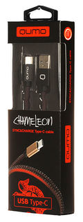 Кабель QUMO Chamelion, USB Type-C - USB 2.0, 1м, черный [23451]