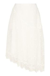 Асимметричная белая юбка с кружевом Simone Rocha
