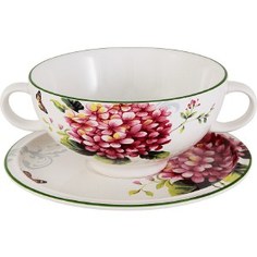 Суповая чашка на блюдце Imari Цветы и птицы (IMB0304-A2210AL)