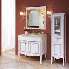 Тумба со столешницей и раковиной Timo Аура 2 дверцы, белый с золотом (Au.t -90 M-R (B-G))