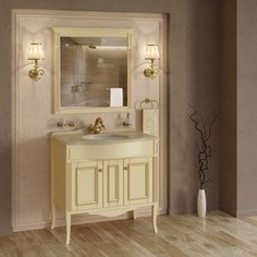 Тумба со столешницей и раковиной Timo Аура 2 дверцы, аворио с бронзой (Au.t -90 M-R (A-B))