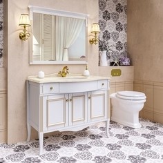 Тумба со столешницей и раковиной Timo Аура 3 дверцы, ящика, белый с золотом (Au.t -110 M-VR (B-G))