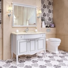 Тумба со столешницей и раковиной Timo Аура 3 дверцы, ящика, белый с серебром (Au.t -110 M-VR (B-S))