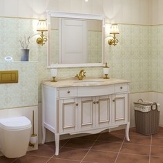 Тумба со столешницей и раковиной Timo Аура 3 дверцы, ящика, белый с золотом (Au.t -120 M-VR (B-G))