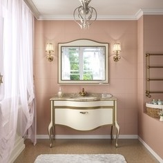 Тумба со столешницей и раковиной Timo Еллен плюс 1 ящик, бежевый с золотом (Elp.t -120 M-V1 (9001-G))