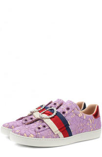 Текстильные кеды Ace с кружевной отделкой Gucci